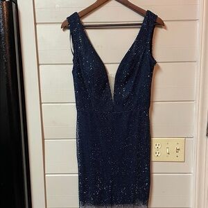 NWT Alyce Paris All Over Sequined Mini Dress in Midnight Size 8.